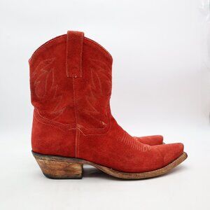 Dan Post Standing Room Only Women's Size 7 M Western Red Suede Boots Cowboy